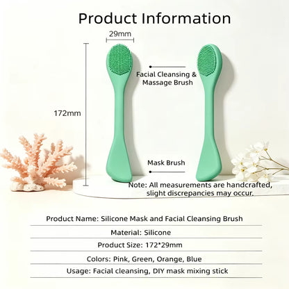 In-Stock Hand Held Double-Headed Silicone Facial Mask & Fan Brush Waterproof for Cleansing and Makeup Application