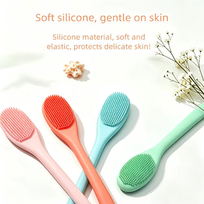 In-Stock Hand Held Double-Headed Silicone Facial Mask & Fan Brush Waterproof for Cleansing and Makeup Application